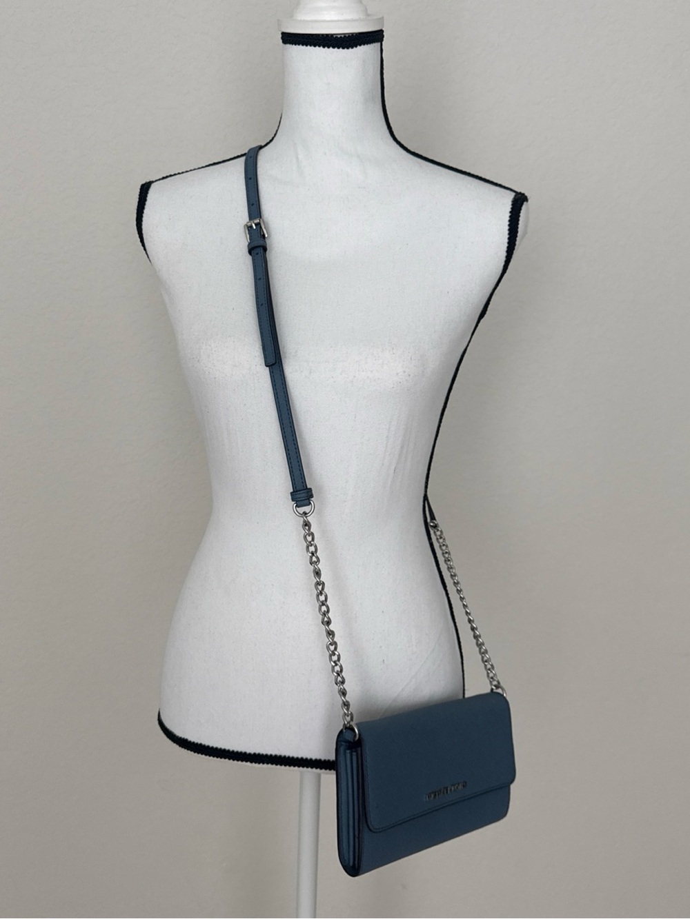 Michael Kors Blue Leather Crossbody Bag